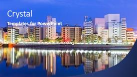  Presentation with city japan - Cool new slides with hiroshima-japan-city-skyline backdrop and a cobalt blue colored foreground