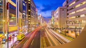  Presentation with avenue - Amazing slide set having hiroshima-japan-cityscape-view-above backdrop and a coral colored foreground