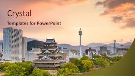  Presentation with hiroshima - Colorful theme enhanced with hiroshima japan morning cityscape backdrop and a lemonade colored foreground