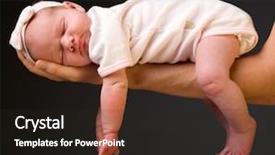  Presentation with hands holding - Slides consisting of his 14 days old baby background and a wine colored foreground