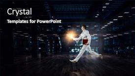  Presentation with active life - Cool new PPT theme with his active position in life mixed media backdrop and a black colored foreground