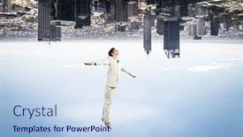  Presentation with active life - PPT theme with his active position in life mixed media background and a sky blue colored foreground