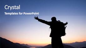  Presentation with wide - Colorful PPT theme enhanced with his arms wide open backdrop and a ocean colored foreground