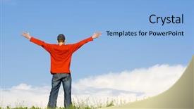  Presentation with wide - Slides with his arms wide open background and a light blue colored foreground