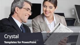  Presentation with office newspaper - Theme having his assistent a newspaper story background and a dark gray colored foreground