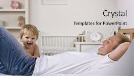  Presentation with father - Beautiful PPT layouts featuring his baby daughter horizontally frame backdrop and a  colored foreground