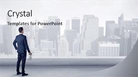  Presentation with house roof and roofing business - Audience pleasing slide deck consisting of his back on a roof backdrop and a white colored foreground