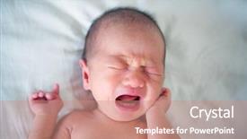  Presentation with baby crying - PPT layouts consisting of his bed and crying background and a coral colored foreground