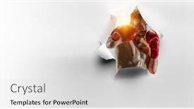  Presentation with breakthrough - Cool new slide deck with his breakthrough to success mixed media backdrop and a light gray colored foreground