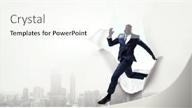  Presentation with breakthrough - Slide deck having his breakthrough to success mixed media background and a cream colored foreground