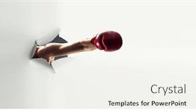  Presentation with breakthrough - Theme having his breakthrough to success mixed media background and a white colored foreground