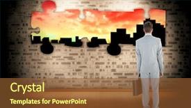  Presentation with wooden cross against the sky - Beautiful PPT layouts featuring his briefcase against cityscape stencil backdrop and a tawny brown colored foreground