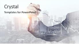  Presentation with business growth - Slide deck with his business growth and progress background and a cool aqua colored foreground