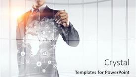  Presentation with business growth - Theme consisting of his business growth and progress mixed media background and a cool aqua colored foreground