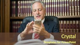  Presentation with library security - PPT theme featuring his cellphone in a library background and a  colored foreground