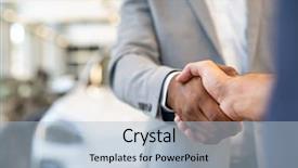  Presentation with shaking hands - Audience pleasing PPT theme consisting of his client after sell backdrop and a light blue colored foreground