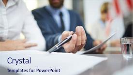  Presentation with summit - PPT theme consisting of his colleague at political summit background and a sky blue colored foreground