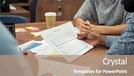  Presentation with annual meeting - Cool new PPT theme with his colleagues during a meeting backdrop and a coral colored foreground