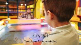  Presentation with hockey - PPT theme featuring his dad at arcade background and a coral colored foreground