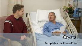  Presentation with hospital management system - Amazing PPT theme having his dad in the hospital backdrop and a light blue colored foreground