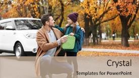  Presentation with school lunch - Presentation theme with his daughter before school background and a coral colored foreground