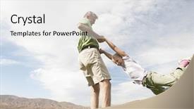  Presentation with low angle view of hockey - Theme enhanced with his daughter by the hands background and a white colored foreground