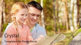  Presentation with map - Audience pleasing theme consisting of his daughter looking at map backdrop and a coral colored foreground