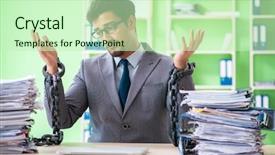  Presentation with workload - Beautiful PPT theme featuring his desk due to workload backdrop and a soft green colored foreground