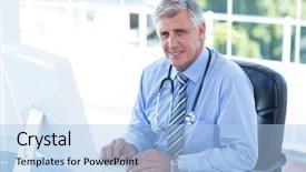  Presentation with medical desk - PPT theme featuring his desk in medical background and a  colored foreground