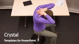  Presentation with work - Beautiful presentation theme featuring his desk in office backdrop and a tawny brown colored foreground