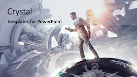  Presentation with power media - Audience pleasing presentation theme consisting of his energy and power are backdrop and a  colored foreground