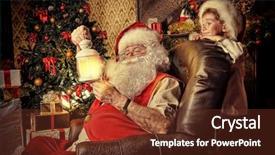  Presentation with santa claus and reindeers - Beautiful theme featuring his everyday clothes in christmas backdrop and a tawny brown colored foreground