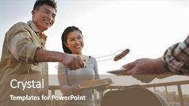  Presentation with giving - Slide deck featuring his father over the barbeque background and a violet colored foreground