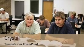  Presentation with job training - Presentation theme having his fifties back at school background and a  colored foreground