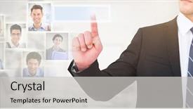  Presentation with crime scene finger print investigation - Slides with his finger against grey background background and a  colored foreground