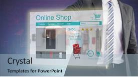  Presentation with shares - Slide set consisting of his finger against stock background and a light blue colored foreground