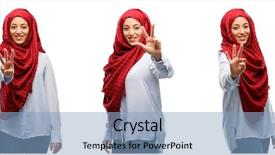  Presentation with hijab - PPT theme with his finger is the number background and a light blue colored foreground