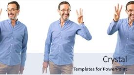  Presentation with number - PPT theme having his finger is the number background and a light blue colored foreground