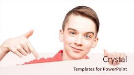  Presentation with red banner - Beautiful theme featuring his finger on blank white backdrop and a lemonade colored foreground