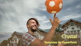  Presentation with spinning - Slides having his finger on the street background and a tawny brown colored foreground