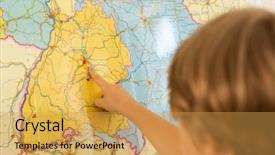  Presentation with school elementary - Presentation design consisting of his finger on world map background and a yellow colored foreground