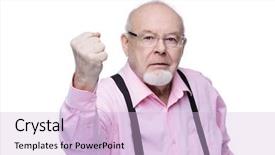  Presentation with werry old man and gis music - Slide deck featuring his fist social protection rights background and a lemonade colored foreground