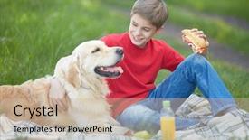  Presentation with cute nursing anime - Amazing theme having his fluffy friend having picnic backdrop and a soft green colored foreground