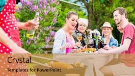  Presentation with grilling - Presentation theme enhanced with his friends eating the bbq background and a gold colored foreground