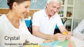  Presentation with friends - Colorful slides enhanced with his friends folding colorful paper backdrop and a lemonade colored foreground