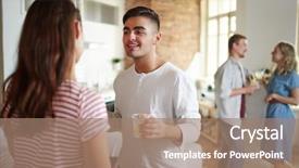  Presentation with one young man exercising handball - Amazing slides having his girlfriend with one more backdrop and a coral colored foreground