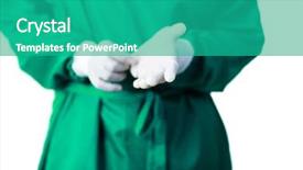  Presentation with hand surgeon - Slides featuring his gloves before surgery background and a teal colored foreground