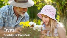  Presentation with grandfather - Cool new slide deck with his granddaughter watching a butterfly backdrop and a coral colored foreground