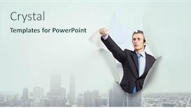  Presentation with breakthrough - Colorful presentation theme enhanced with his great breakthrough mixed media backdrop and a sky blue colored foreground