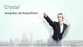  Presentation with breakthrough - Slide deck with his-great-breakthrough-mixed-media background and a cool aqua colored foreground